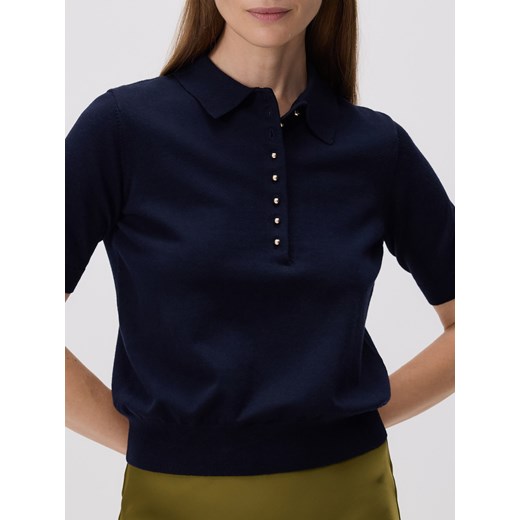 Reserved - Sweter z kołnierzykiem - granatowy Reserved S Reserved wyprzedaż