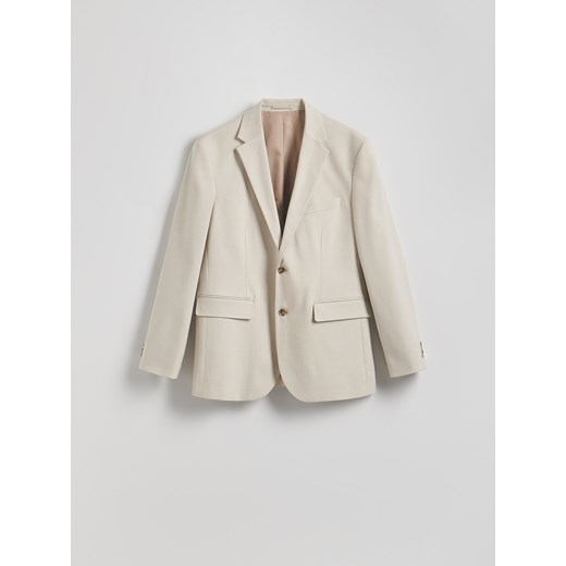 Reserved - Marynarka regular fit z dodatkiem wiskozy - beżowy ze sklepu Reserved w kategorii Marynarki męskie - zdjęcie 186148627