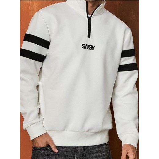 Sinsay - Dresowa bluza ze stójką - kremowy ze sklepu Sinsay w kategorii Bluzy męskie - zdjęcie 186149227