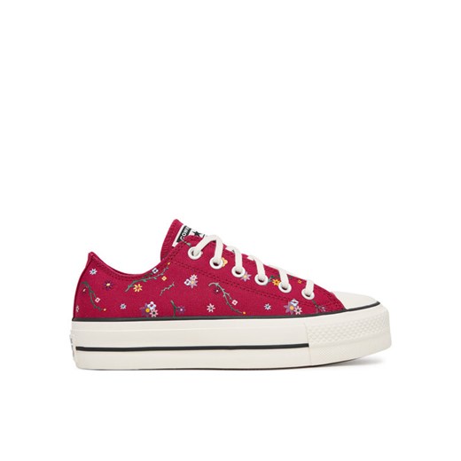 Trampki Converse Chuck Taylor All Star Lift Platform Embroidered Floral Patchwork A15535C Bordowy ze sklepu eobuwie.pl w kategorii Trampki damskie - zdjęcie 186149876