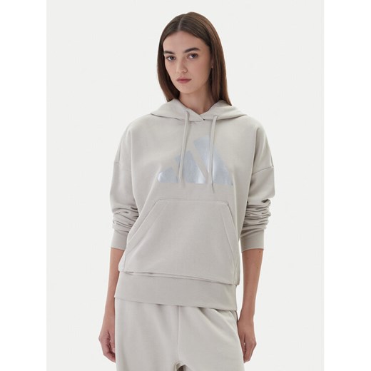 adidas Bluza Holiday Metallic Graphic JM4428 Beżowy Regular Fit ze sklepu MODIVO w kategorii Bluzy damskie - zdjęcie 186151279