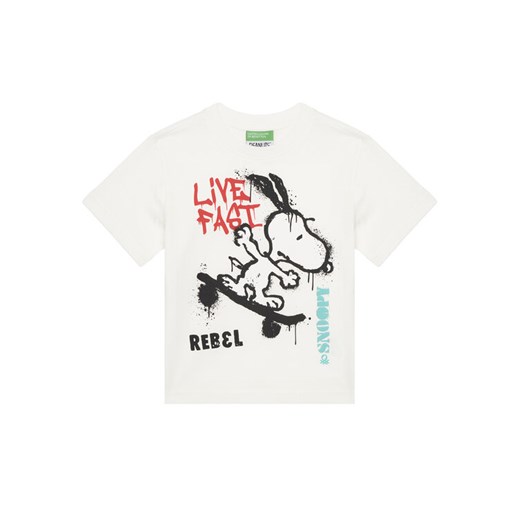 United Colors Of Benetton T-Shirt 3X1SG10JW Biały Regular Fit ze sklepu MODIVO w kategorii T-shirty chłopięce - zdjęcie 186151288