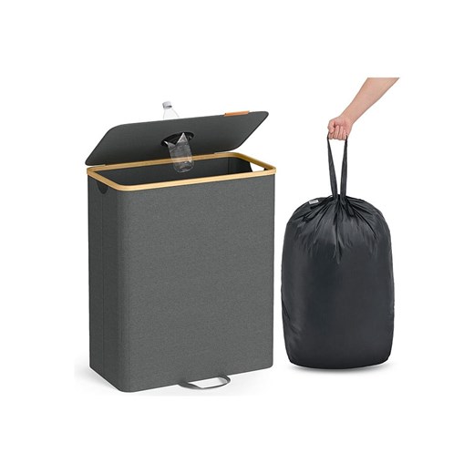 Songmics Kosz w kolorze szaro-jasnobrązowym na śmieci - 52,5 x 70,5 x 38,5 cm ze sklepu Limango Polska w kategorii Kosze na śmieci - zdjęcie 186157539