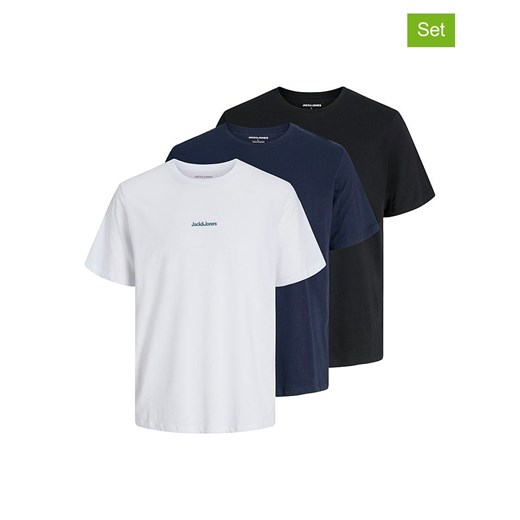 Jack & Jones Koszulki (3 szt.) w kolorze białym, granatowym i czarnym - id: 17642410 - marki Jack & Jones - 186159638 Jack & Jones Koszulki (3 szt.) w kolorze białym, granatowym i czarnym ze sklepu Limango Polska w kategorii T-shirty męskie - zdjęcie 186159638