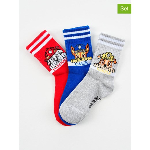 Disney Paw Patrol Skarpety (3 pary) &quot;Psi Patrol&quot; w kolorze jasnoszaro-niebiesko-czerwonym ze sklepu Limango Polska w kategorii Skarpetki dziecięce - zdjęcie 186160379