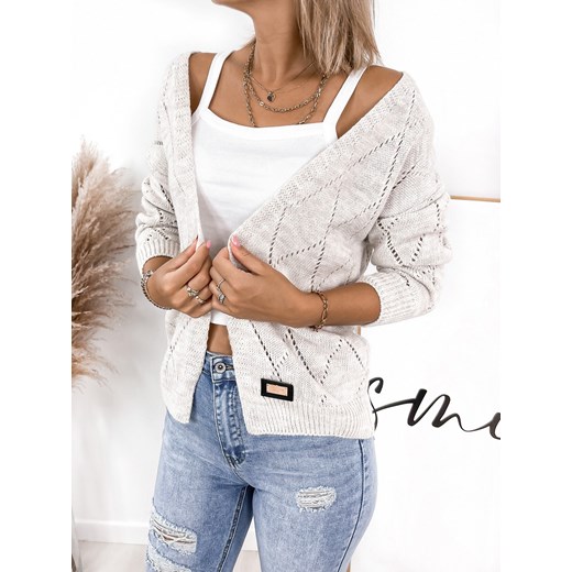 kardigan afia beżowy one size ze sklepu UBRA w kategorii Swetry damskie - zdjęcie 186161995