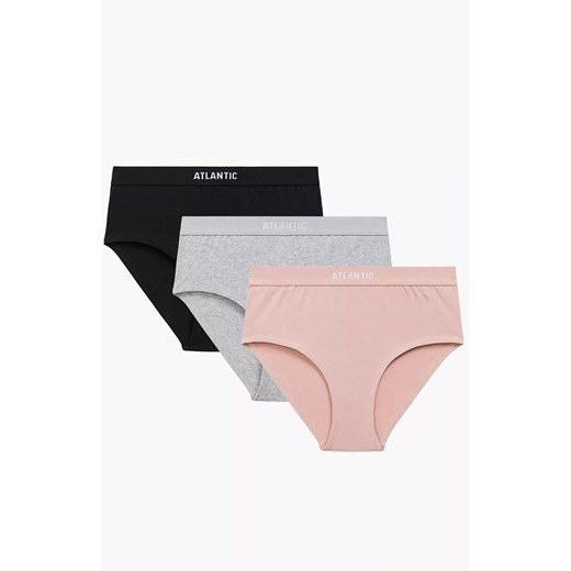 Atlantic 3-pack bawełniane figi damskie Maxi 3CLP-009-CZA/ROS/SZM, Kolor czarno-różowy, Rozmiar L, ATLANTIC ze sklepu Intymna w kategorii Majtki damskie - zdjęcie 186162137