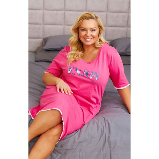 Doctor Nap różowa koszula nocna plus size TB.7327, Kolor różowy, Rozmiar L, Doctor Nap ze sklepu Intymna w kategorii Koszule nocne - zdjęcie 186162509
