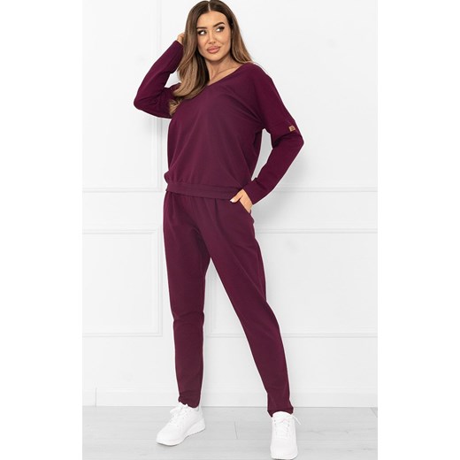 Damski komplet dresowy burgundowy Karina, Kolor burgund, Rozmiar S, Italian Fashion ze sklepu Intymna w kategorii Piżamy damskie - zdjęcie 186162767