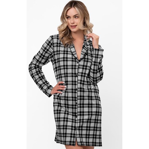 Damska koszula nocna rozpinana Klara, Kolor czarno-biały, Rozmiar S, Italian Fashion ze sklepu Intymna w kategorii Koszule nocne - zdjęcie 186162809