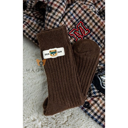 Skarpety damskie brązowe YN5032 Miś w okularach, Kolor brązowy, Rozmiar uniwersalny, Magnetis ze sklepu Intymna w kategorii Skarpetki damskie - zdjęcie 186163078