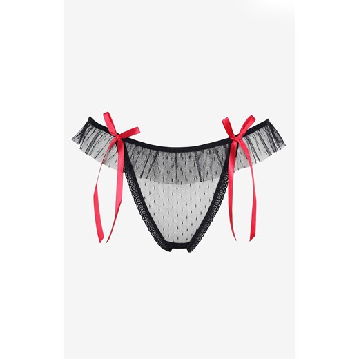 Marilyn figi damskie z haftowanym sercem Red Heart, Kolor czarno-czerwony, Rozmiar L, Marilyn ze sklepu Intymna w kategorii Majtki damskie - zdjęcie 186163389