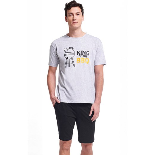 Krótka piżama męska z nadrukiem szara GIANNY, Kolor szaro-czarny, Rozmiar 2XL, Sorbetto ze sklepu Intymna w kategorii Piżamy męskie - zdjęcie 186163717