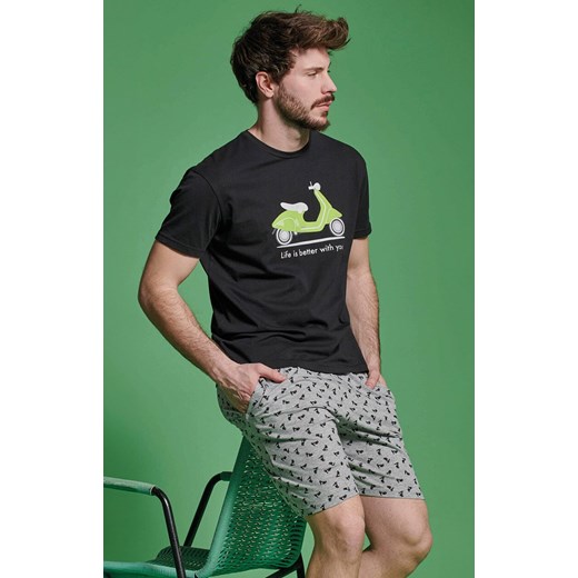 Krótka piżama męska KENNY, Kolor czarno-szary, Rozmiar L, Sorbetto ze sklepu Intymna w kategorii Piżamy męskie - zdjęcie 186163728