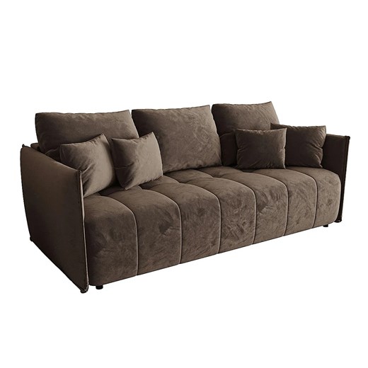 Brązowa welurowa sofa rozkładana W3-T93 - id: 53017 - marki Elior - 186163997 Brązowa welurowa sofa rozkładana W3-T93 ze sklepu Edinos.pl w kategorii Sofy i kanapy - zdjęcie 186163997