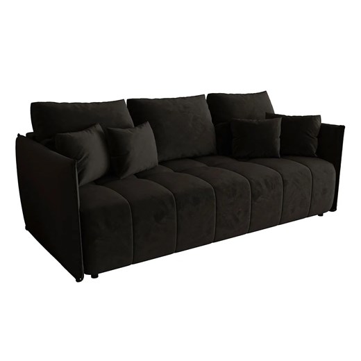 Czarna welurowa sofa tapicerowana z pojemnikiem H4-P61 - id: 53019 - marki Elior - 186164005 Czarna welurowa sofa tapicerowana z pojemnikiem H4-P61 ze sklepu Edinos.pl w kategorii Sofy i kanapy - zdjęcie 186164005