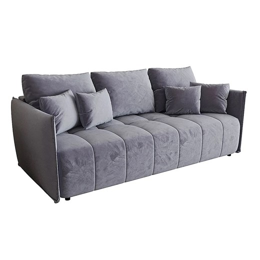 Szara welurowa sofa rozkładana z pojemnikiem W8-K60 - id: 53021 - marki Elior - 186164017 Szara welurowa sofa rozkładana z pojemnikiem W8-K60 ze sklepu Edinos.pl w kategorii Sofy i kanapy - zdjęcie 186164017