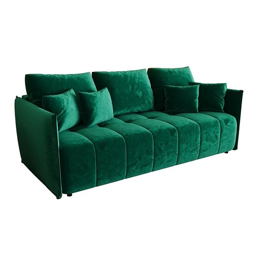Ciemnozielona welurowa sofa rozkładana z pojemnikiem F2-H35 - id: 53023 - marki Elior - 186164027 Ciemnozielona welurowa sofa rozkładana z pojemnikiem F2-H35 ze sklepu Edinos.pl w kategorii Sofy i kanapy - zdjęcie 186164027
