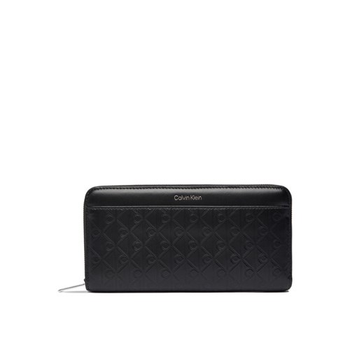 Portfel Calvin Klein Emblem Aop Embossed Long Wallet LV04F1097G Czarny ze sklepu eobuwie.pl w kategorii Portfele damskie - zdjęcie 186166926