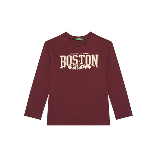 United Colors Of Benetton Bluzka 3JERC10QO Bordowy Regular Fit ze sklepu MODIVO w kategorii T-shirty chłopięce - zdjęcie 186167499
