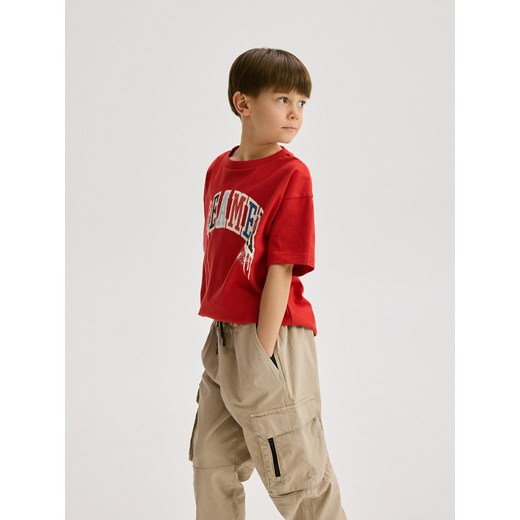 Reserved - Spodnie cargo - beżowy Reserved 158 (12 lat) okazja Reserved