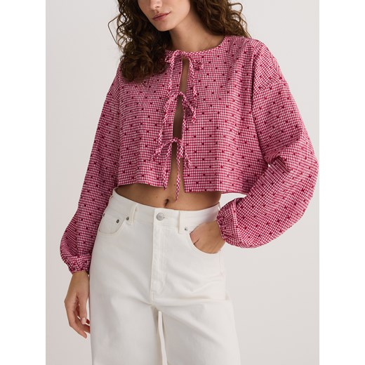 Reserved - Bluzka w serca - różowy Reserved XL promocja Reserved