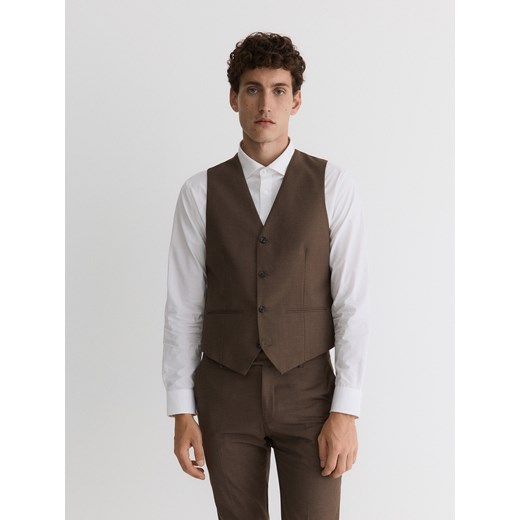 Reserved - Kamizelka z wełną - brązowy ze sklepu Reserved w kategorii Kamizelki męskie - zdjęcie 186169045
