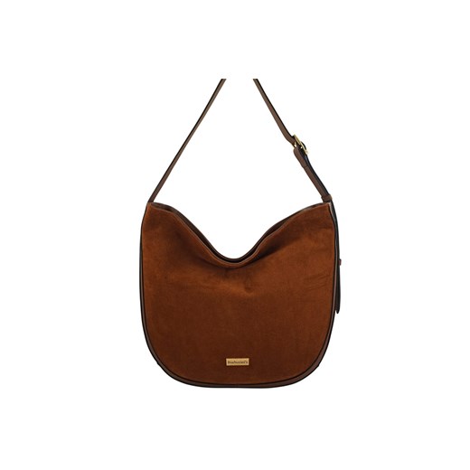 Duża torebka zamszowa na ramię - Brązowa - id: 11378n - marki Barberini's - 186169499 Duża torebka zamszowa na ramię - Brązowa ze sklepu butyolivier w kategorii Torebki worki - zdjęcie 186169499