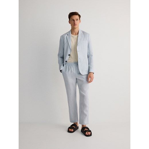 Reserved - Spodnie jogger z lnem - jasnoniebieski ze sklepu Reserved w kategorii Spodnie męskie - zdjęcie 186170297