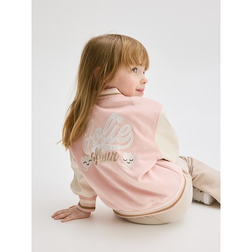 Reserved - Kurtka bomberka z haftem - pastelowy róż Reserved 5-2 lata) Reserved promocja