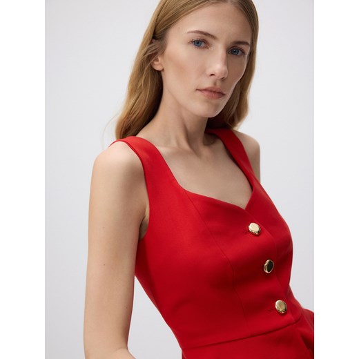 Reserved - Kamizelka z baskinką - czerwony ze sklepu Reserved w kategorii Kamizelki damskie - zdjęcie 186170638