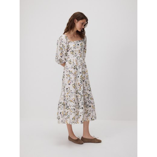 Reserved - Bawełniana sukienka midi - wielobarwny ze sklepu Reserved w kategorii Sukienki - zdjęcie 186170707