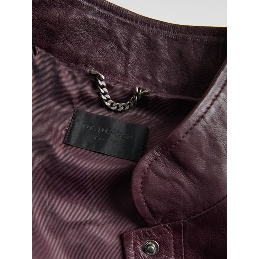 Reserved - Skórzana kurtka - mahoniowy Reserved M Reserved