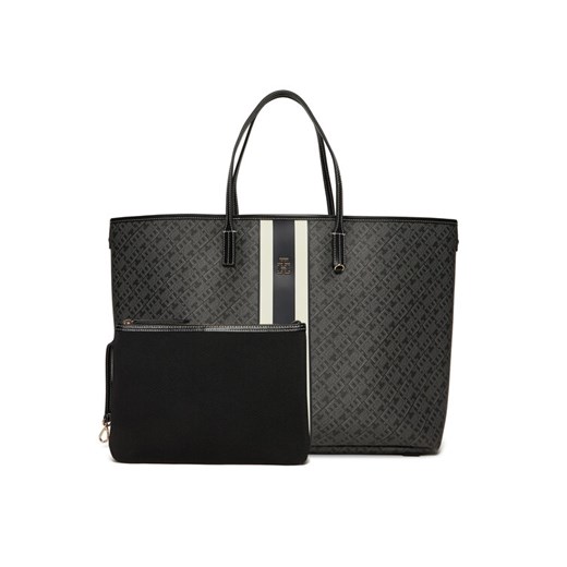 Torebka Tommy Hilfiger Th Monoplay Le Maxi Tote AW0AW17697 Czarny ze sklepu eobuwie.pl w kategorii Torby Shopper bag - zdjęcie 186171178