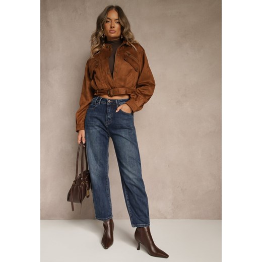 Niebieskie Jeansy Mom Fit High Waist z Dodatkiem Wiskozy Ativite ze sklepu renee.pl w kategorii Jeansy damskie - zdjęcie 186171549