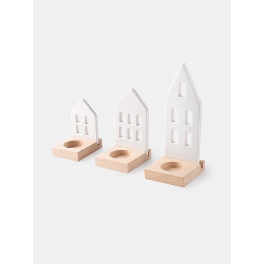 Sinsay - Świeczniki w kształcie domków 3 pack - biały Sinsay One Size Sinsay