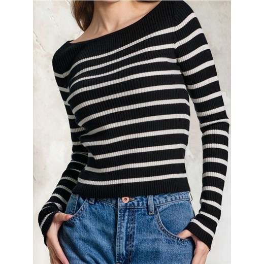 Sinsay - Prążkowany sweter z wiskozą - czarny ze sklepu Sinsay w kategorii Swetry damskie - zdjęcie 186173016