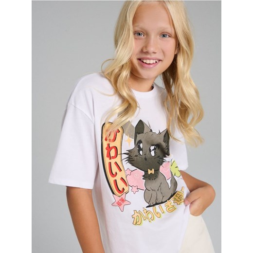 Sinsay - Koszulka z krótkim rękawem - biały ze sklepu Sinsay w kategorii Bluzki dziewczęce - zdjęcie 186173056