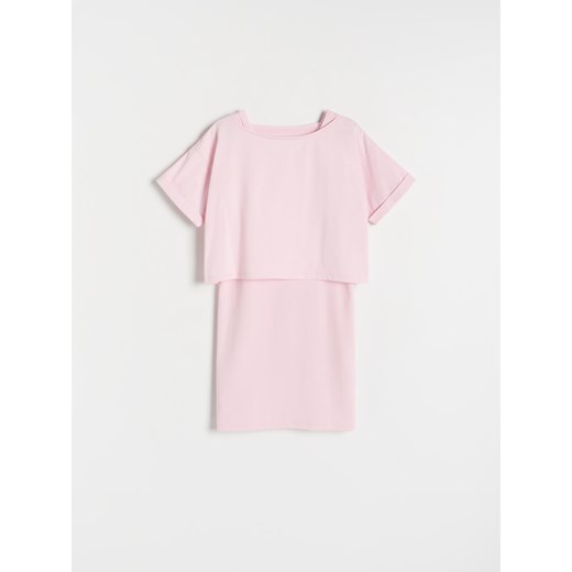 Reserved - Dwuwarstwowa sukienka - różowy ze sklepu Reserved w kategorii Sukienki dziewczęce - zdjęcie 186174337