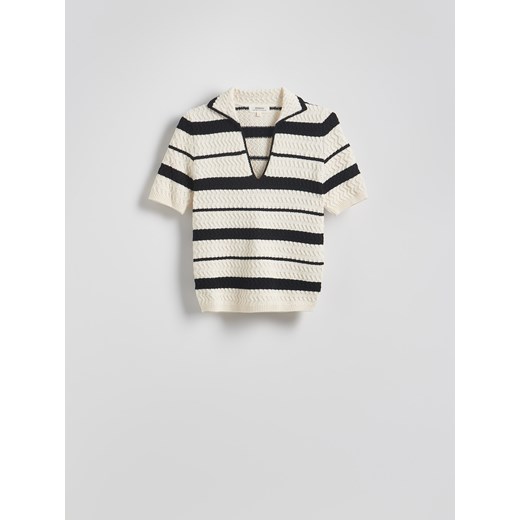 Reserved - Bawełniany sweter polo - wielobarwny Reserved S Reserved okazja