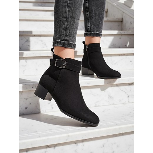 Botki Elegante Nero z Ekoskóry ze sklepu royalfashion.pl w kategorii Botki - zdjęcie 186176706