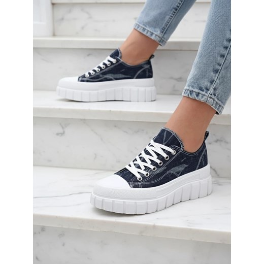 Granatowe Sneakersy Elysium ze sklepu royalfashion.pl w kategorii Trampki damskie - zdjęcie 186176708