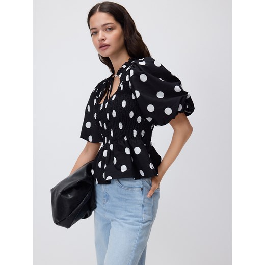 Reserved - Bluzka z baskinką - czarny ze sklepu Reserved w kategorii Bluzki damskie - zdjęcie 186177735