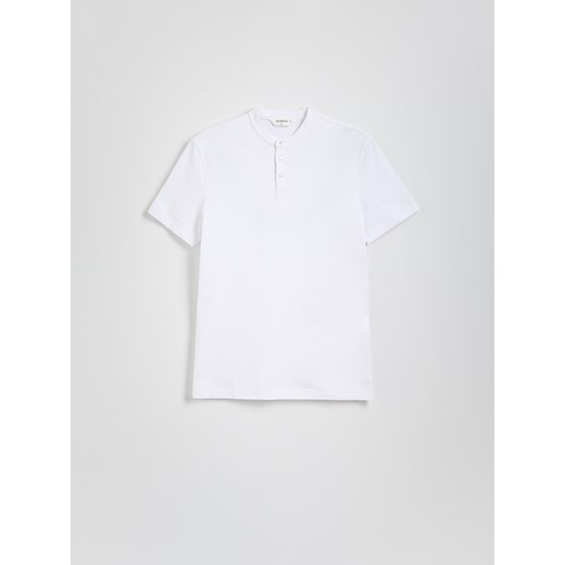 Reserved - Koszulka polo regular ze stójką - biały ze sklepu Reserved w kategorii T-shirty męskie - zdjęcie 186178269