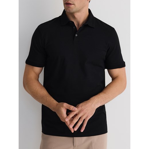 Reserved - Koszulka polo regular - czarny ze sklepu Reserved w kategorii T-shirty męskie - zdjęcie 186178287