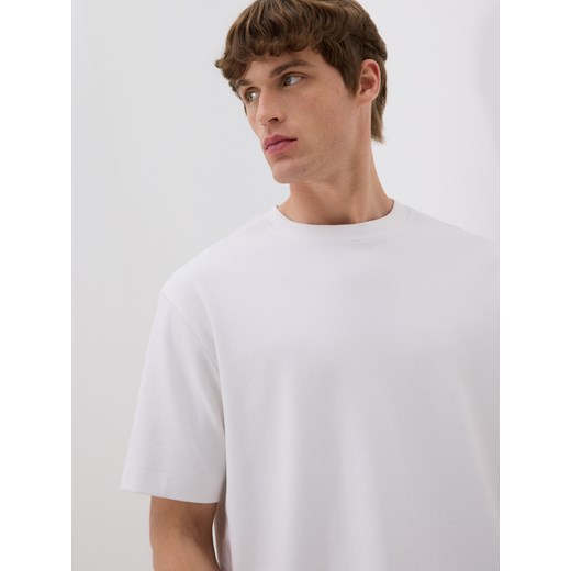 Reserved - Bawełniany t-shirt boxy - biały ze sklepu Reserved w kategorii T-shirty męskie - zdjęcie 186178355