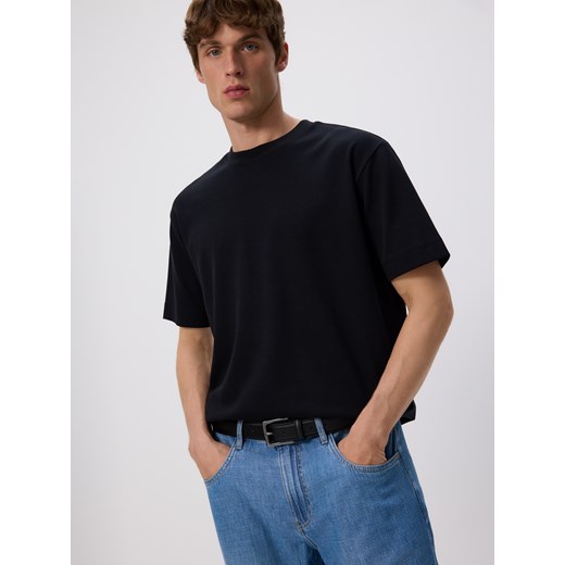 Reserved - Bawełniany t-shirt boxy - czarny ze sklepu Reserved w kategorii T-shirty męskie - zdjęcie 186178369