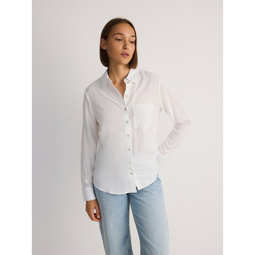 Reserved - Koszula regular z wiskozy - złamana biel Reserved XS okazyjna cena Reserved