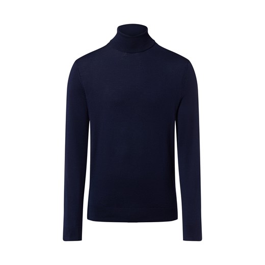 Selected Męski sweter z golfem wykonany z wełny merynosów - SLHTray Mężczyźni drobna dzianina granatowy jednolity ze sklepu vangraaf w kategorii Swetry męskie - zdjęcie 186178675