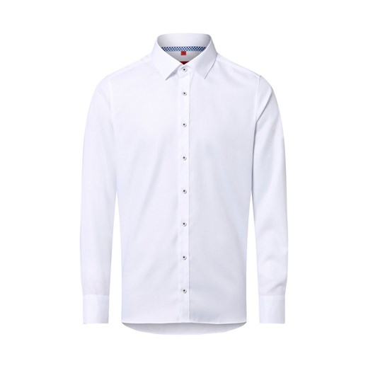 Finshley & Harding Męska koszula biznesowa Mężczyźni Slim Fit Bawełna biały jednolity ze sklepu vangraaf w kategorii Koszule męskie - zdjęcie 186178678